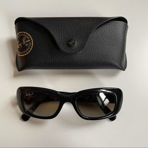 Ray-Ban black rectangular polarized sunglasses